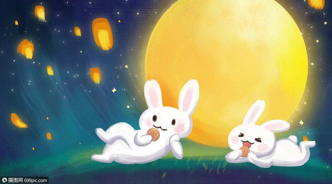 中秋月亮兔子高清图片素材
