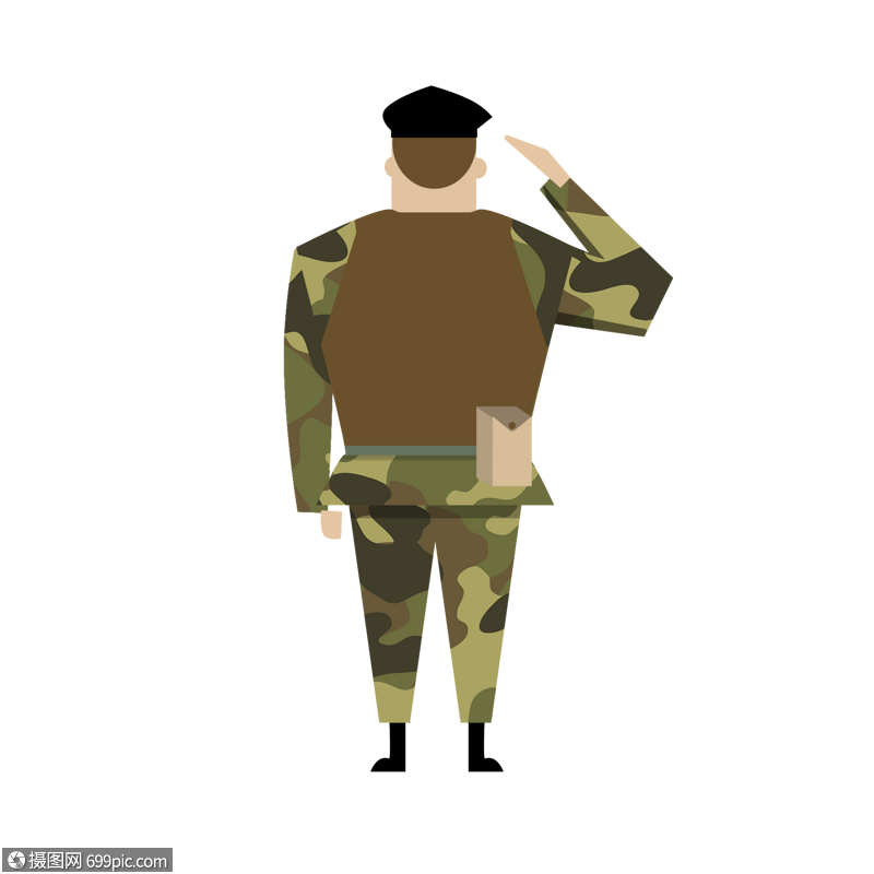 士兵敬礼背影士兵矢量士兵敬礼插画