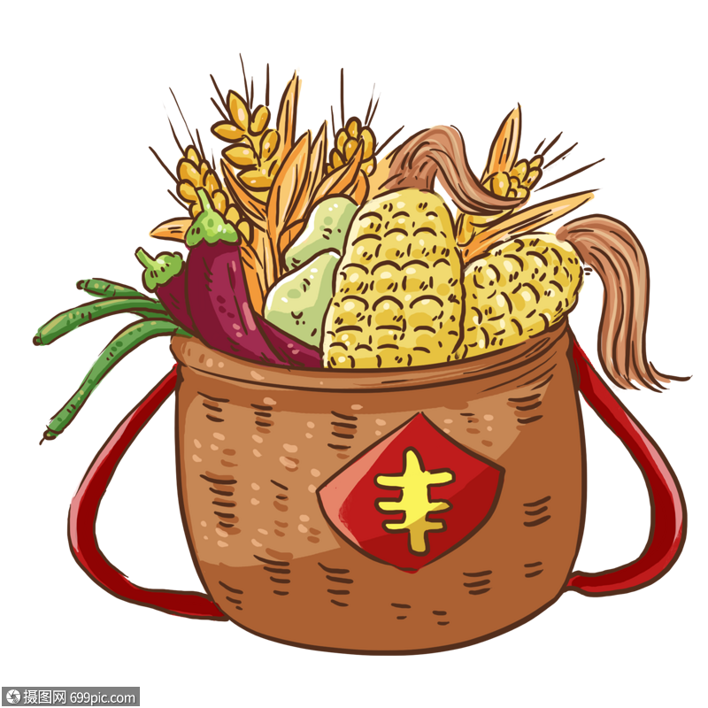 秋季丰收玉米卡通图片