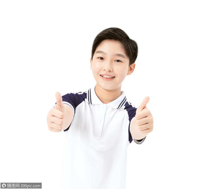 青少年学生点赞手势中学生真人