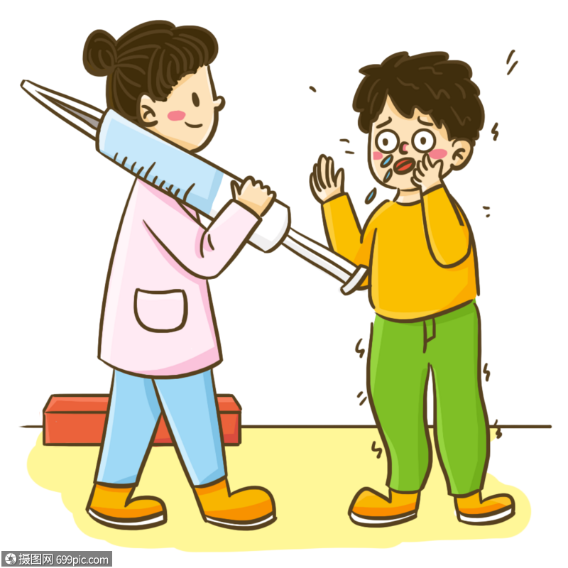 免抠元素 手绘/卡通元素 q版小男孩害怕打针场景.psd