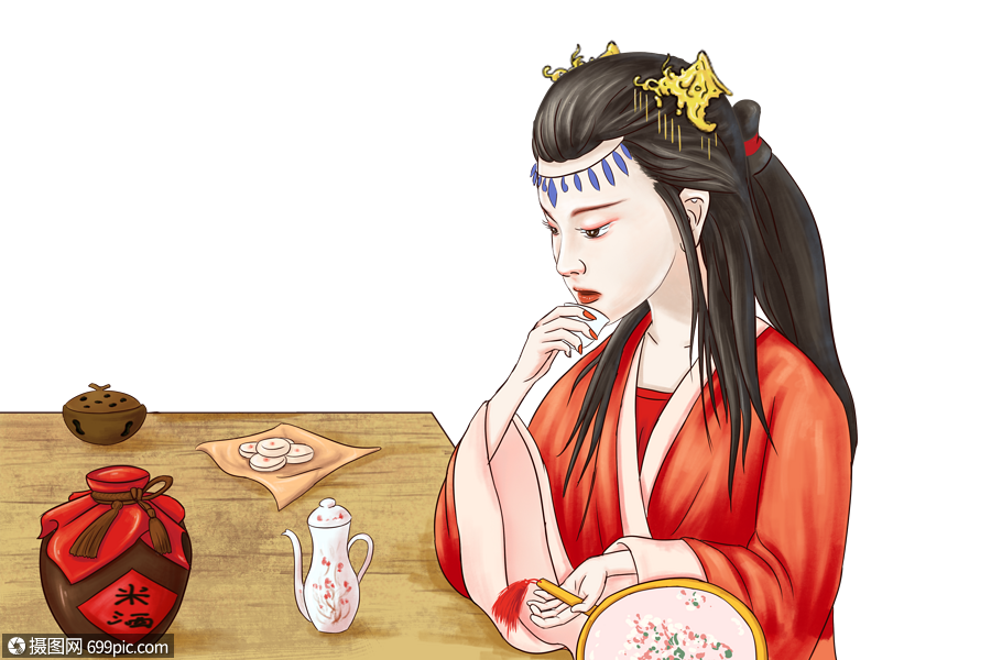 喝酒的古风少女古代喝酒的少女