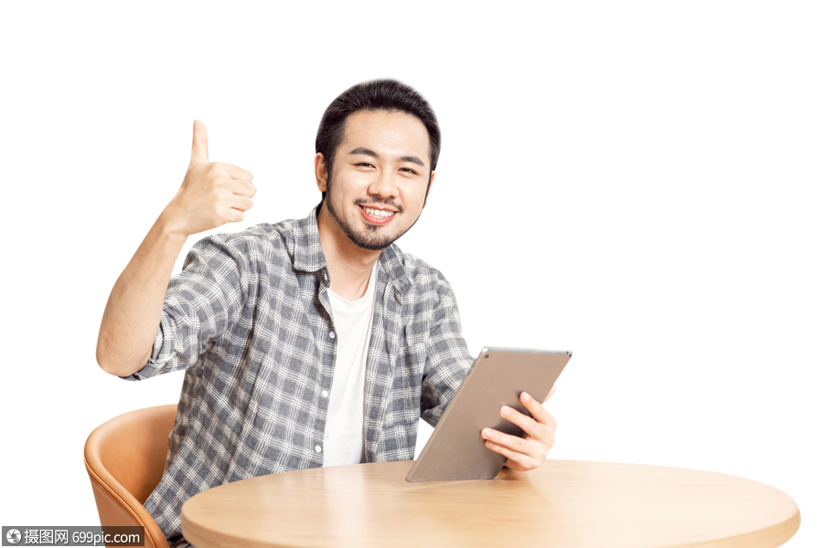 青年男士休闲办公点赞人物真人