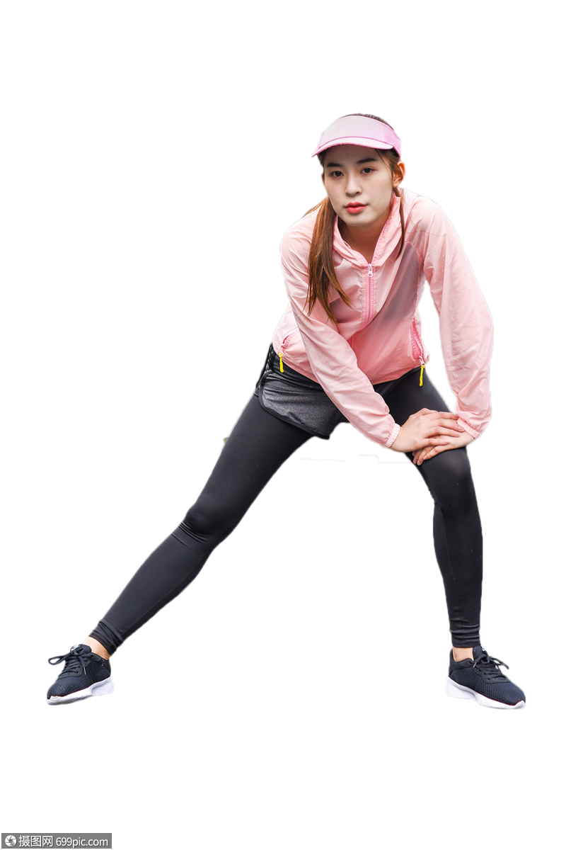 女生户外运动拉伸素材人物