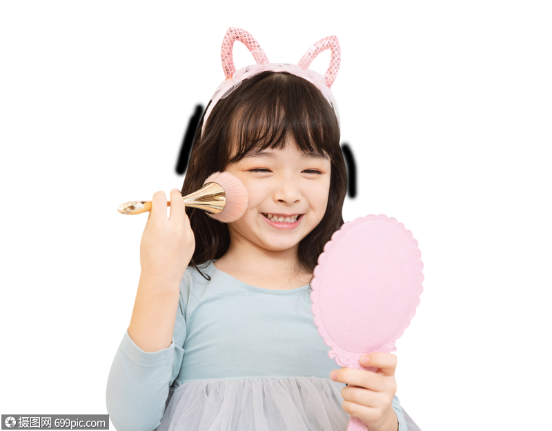 居家儿童照镜子化妆