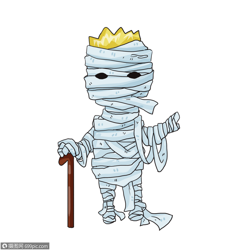 拄着拐杖的木乃伊