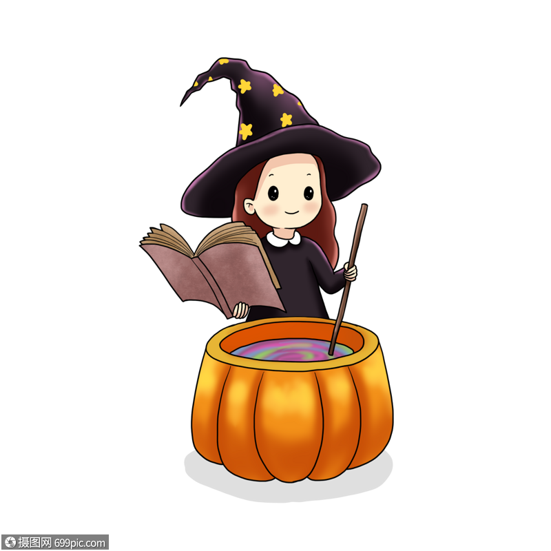 做汤的小女巫巫师煮汤