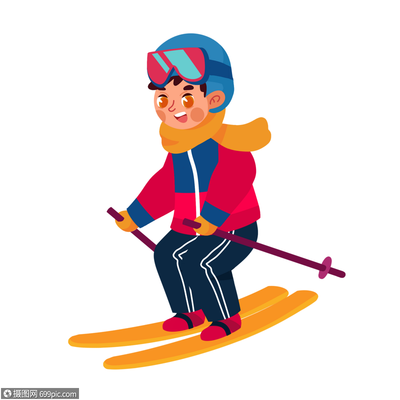 滑雪男孩滑雪人物冬季人物