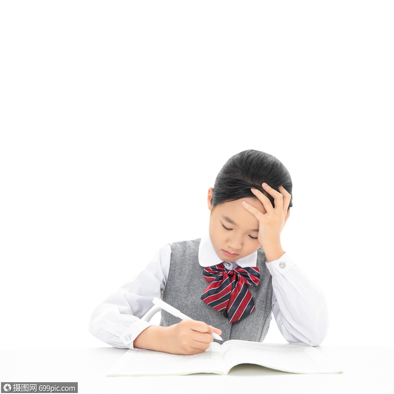 小女孩学习烦恼