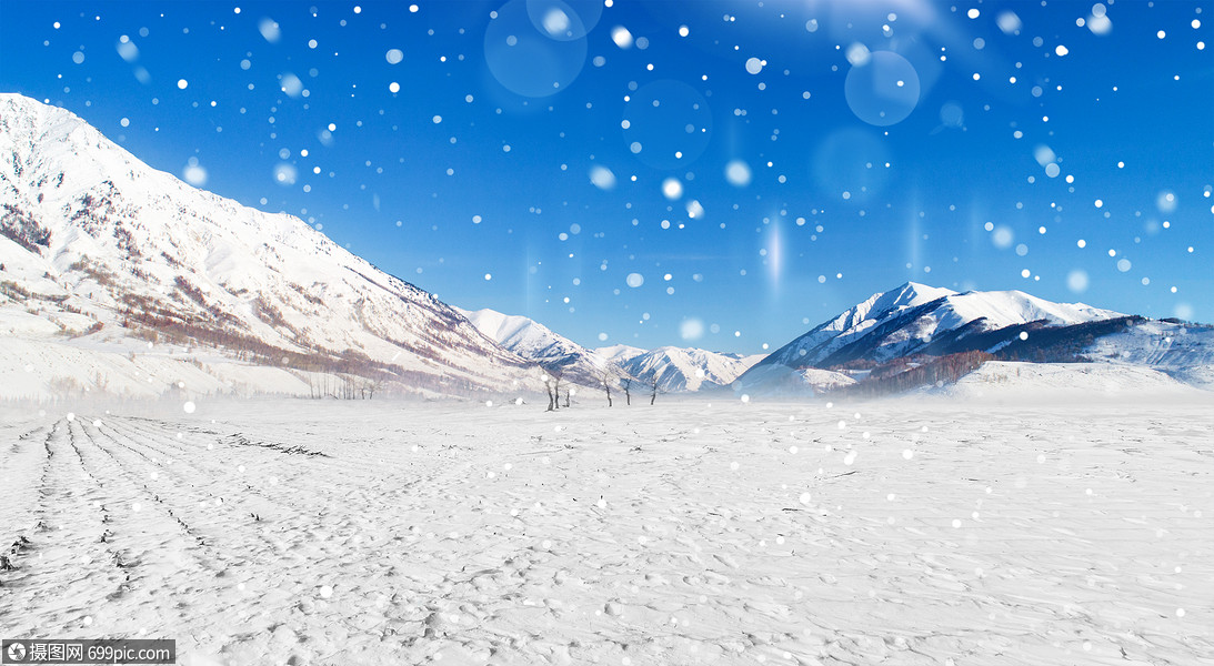 唯美冬季背景雪地雪景