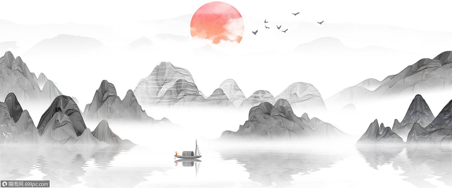 新中式山水风景画