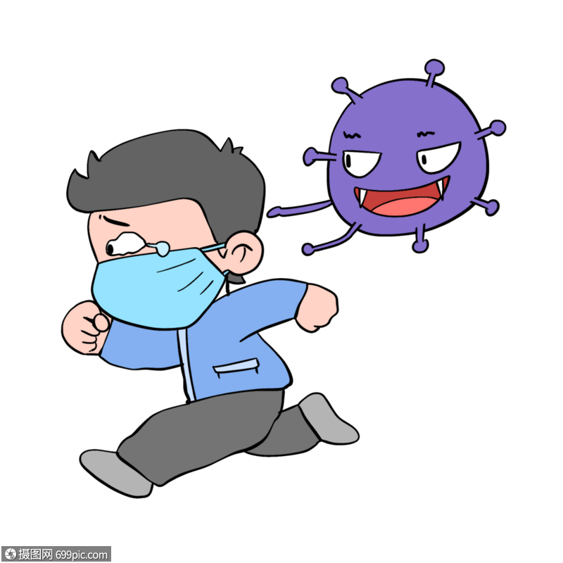 被病毒缠身的男孩戴口罩疫情