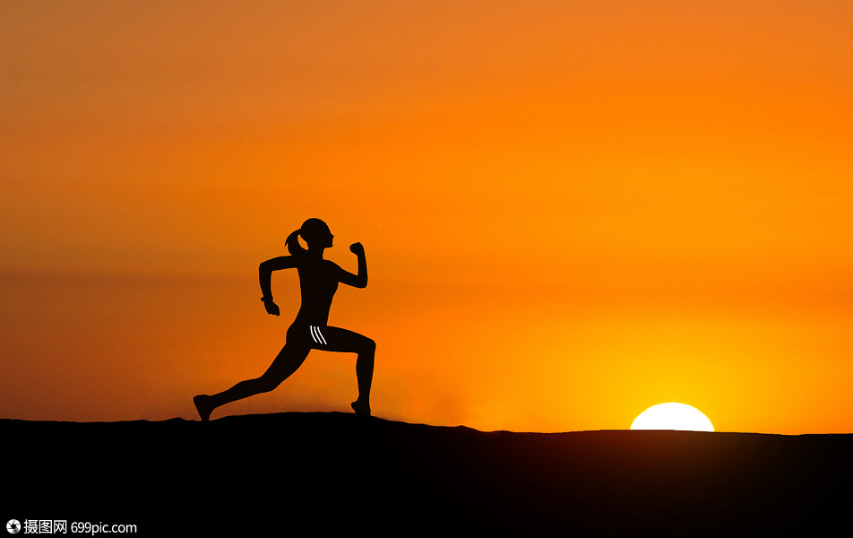 夕阳下跑步体育奔跑