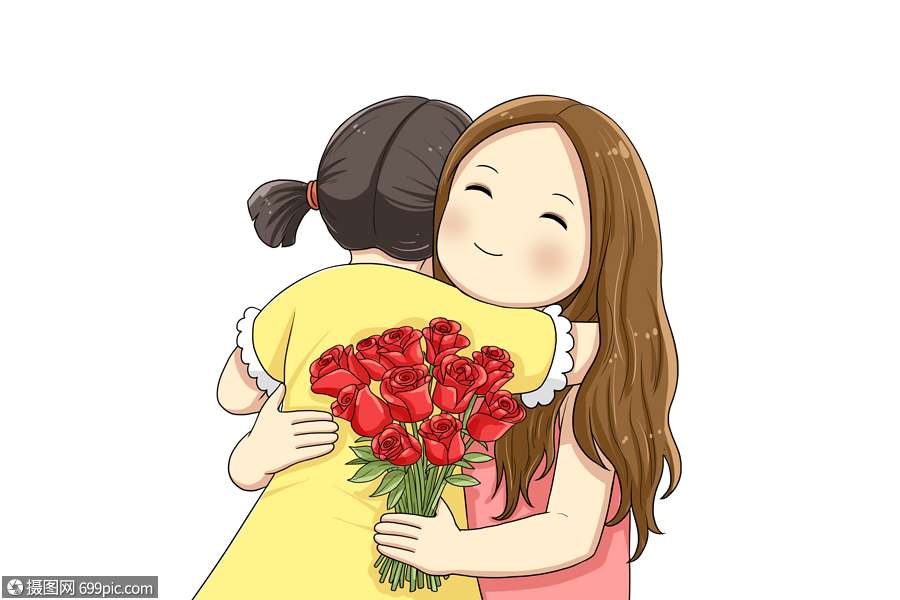 妇女节送妈妈玫瑰女孩卡通人物
