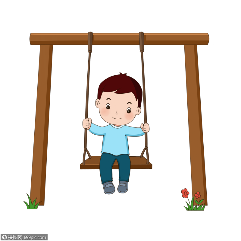 荡秋千的男孩卡通元素清明节人物卡通