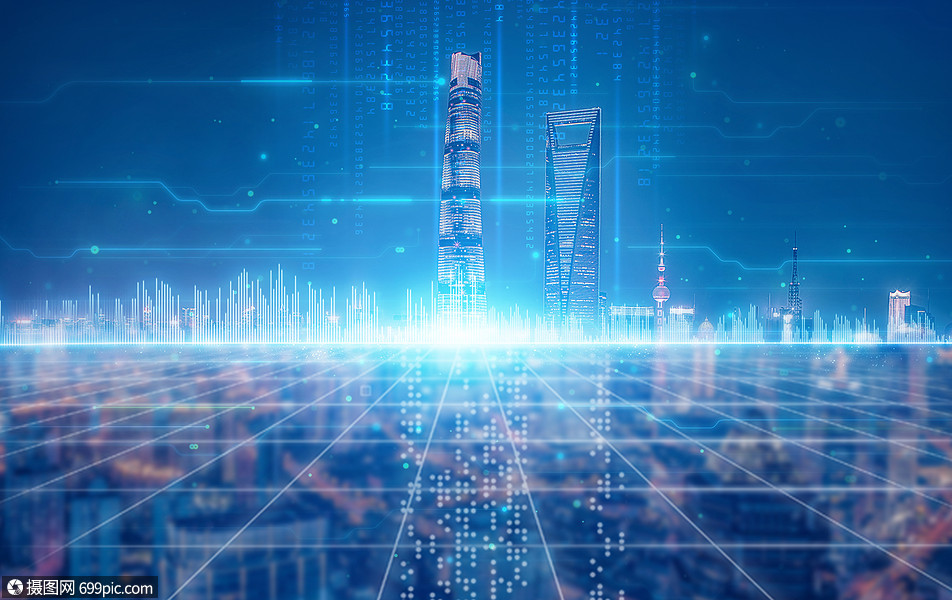 科技城市蓝色背景线条