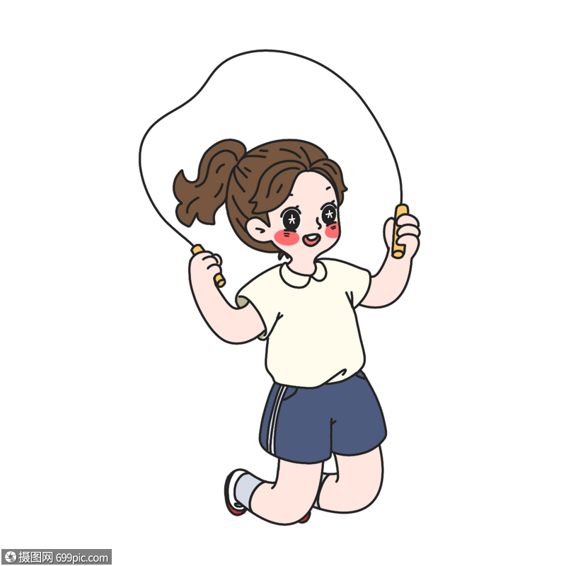 免抠元素 手绘/卡通元素 小女孩 跳绳的女孩.png