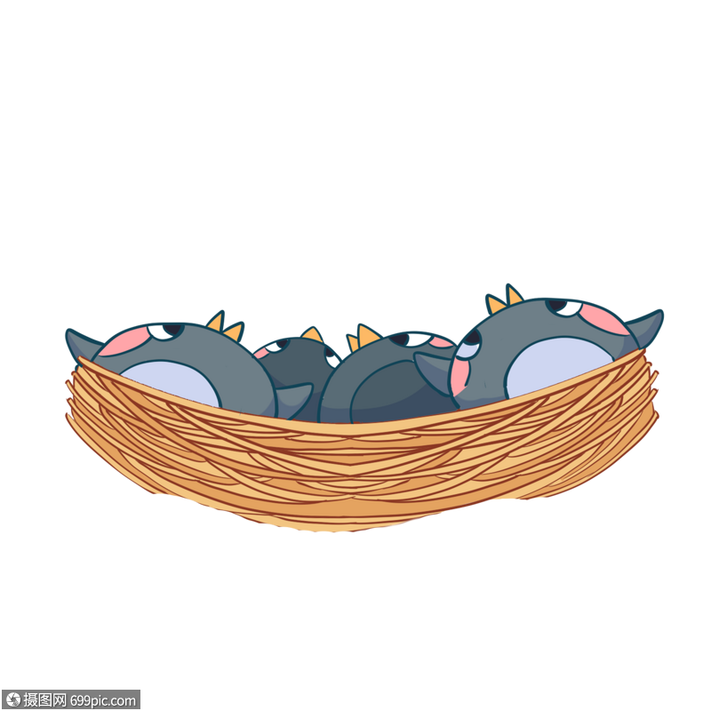 免抠元素 手绘/卡通元素 一窝小燕子.png