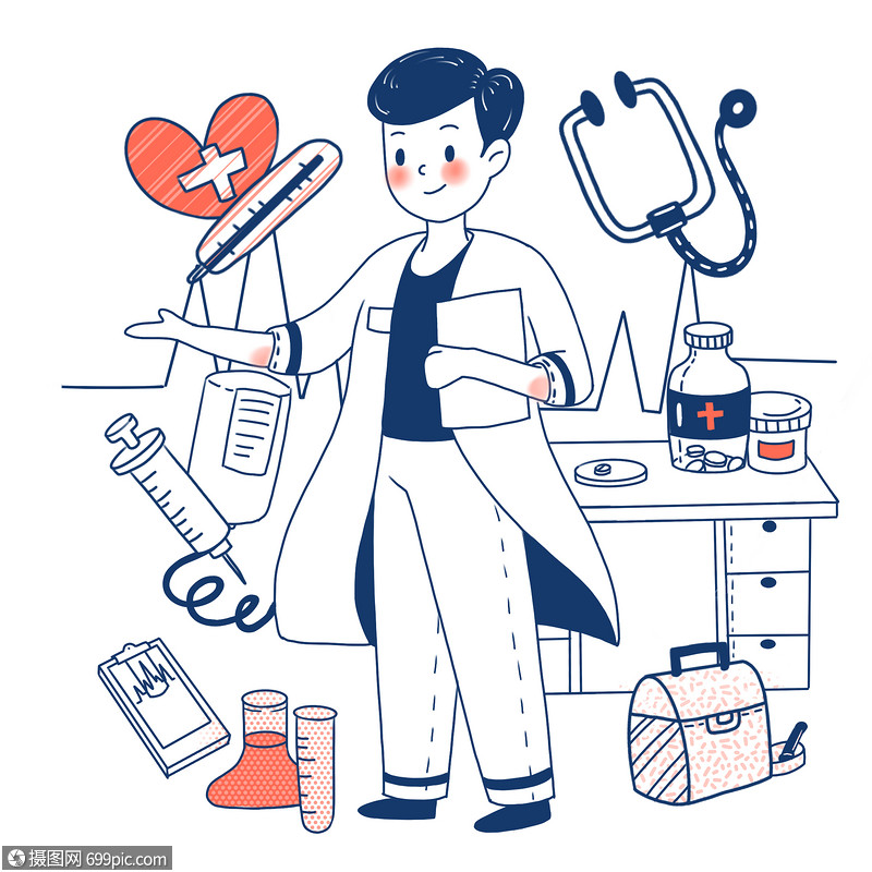 简笔画医生插画