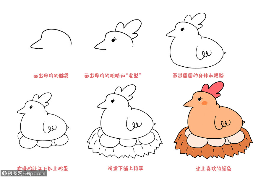 母鸡简笔画教程