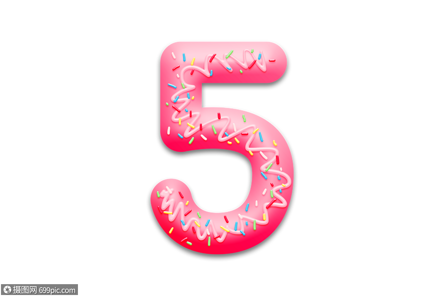 手绘卡通可爱甜点数字5