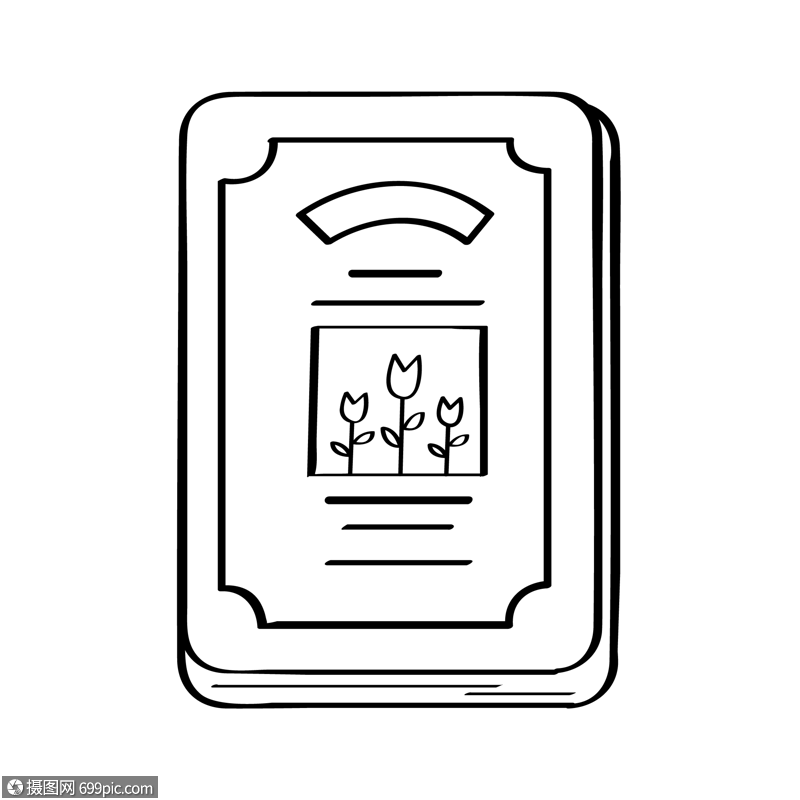 相册简笔画智力开发黑白线稿