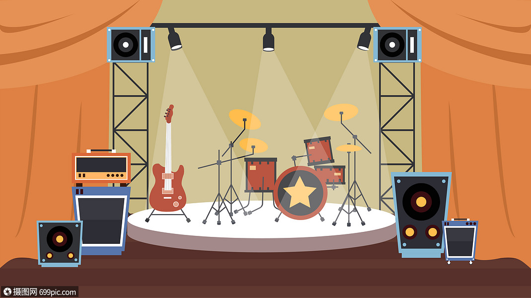 舞台背景乐器场景图片