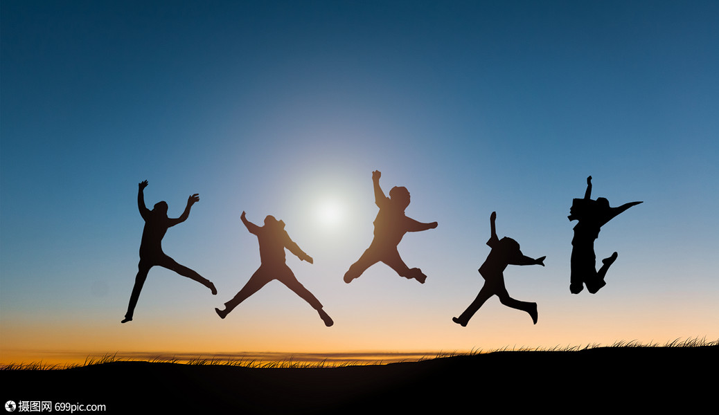 活力青年夕阳朝气图片