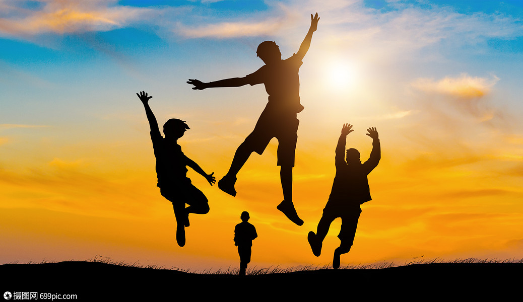 活力青年剪影朝气图片