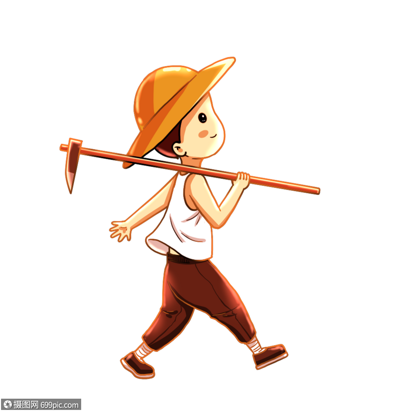 扛着锄头的农民劳动的农民劳动节