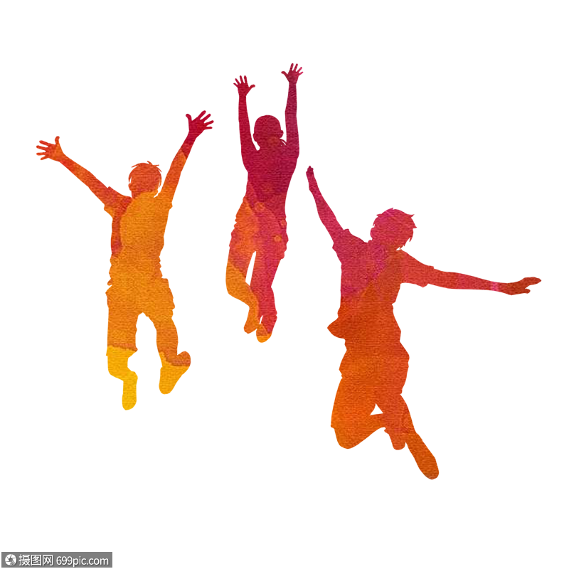 五四青年节人物彩色剪影5月4动感