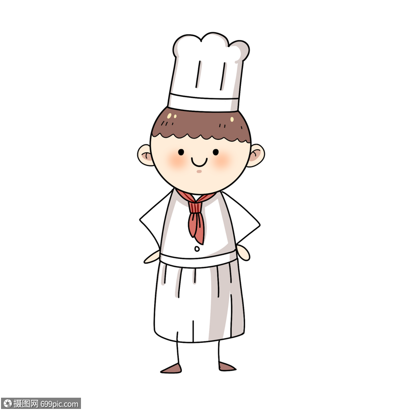 站着的厨师简笔画小人卡通人物