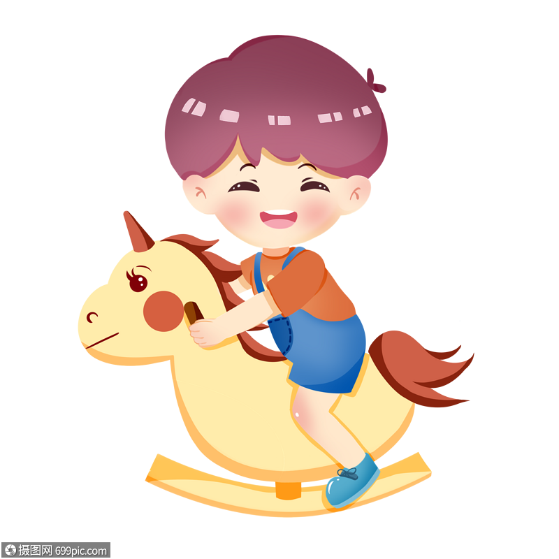 骑木马的男孩儿童节有趣