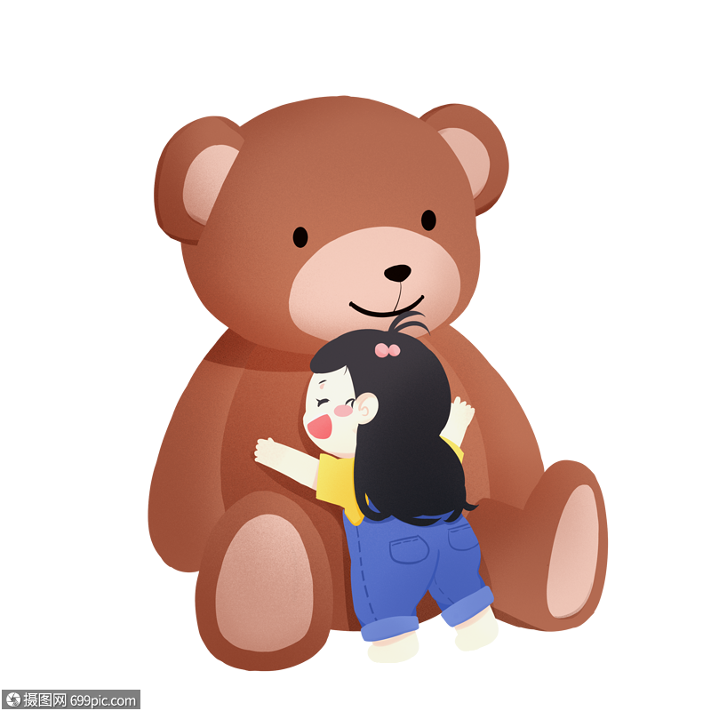 抱小熊的女孩儿童节可爱