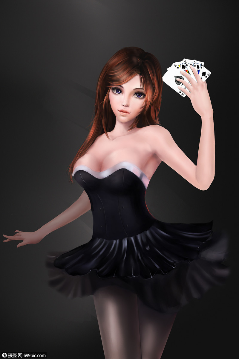 扑克牌游戏纸牌游戏美女荷官人物