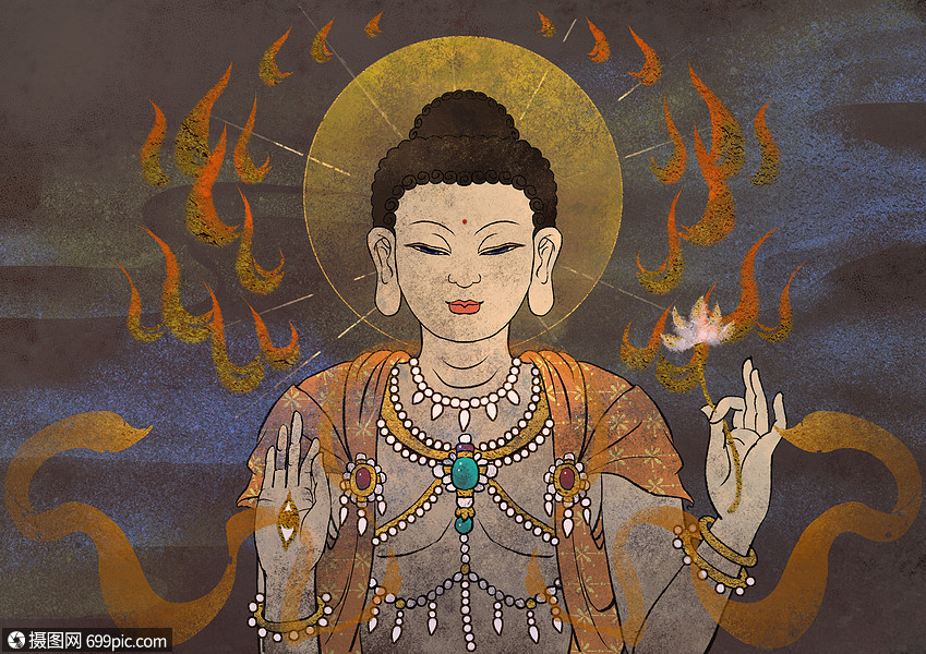 佛像岩彩壁画敦煌壁画中国风