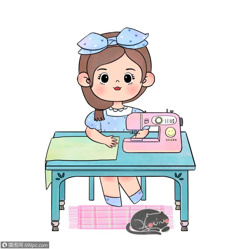服装设计师缝纫机女孩