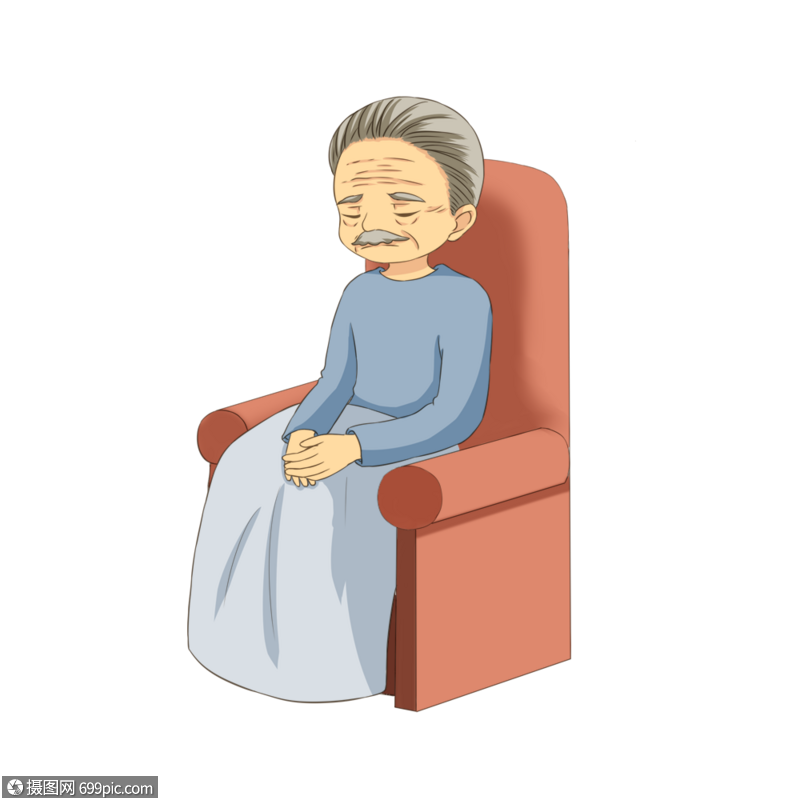 坐在沙发上的老人