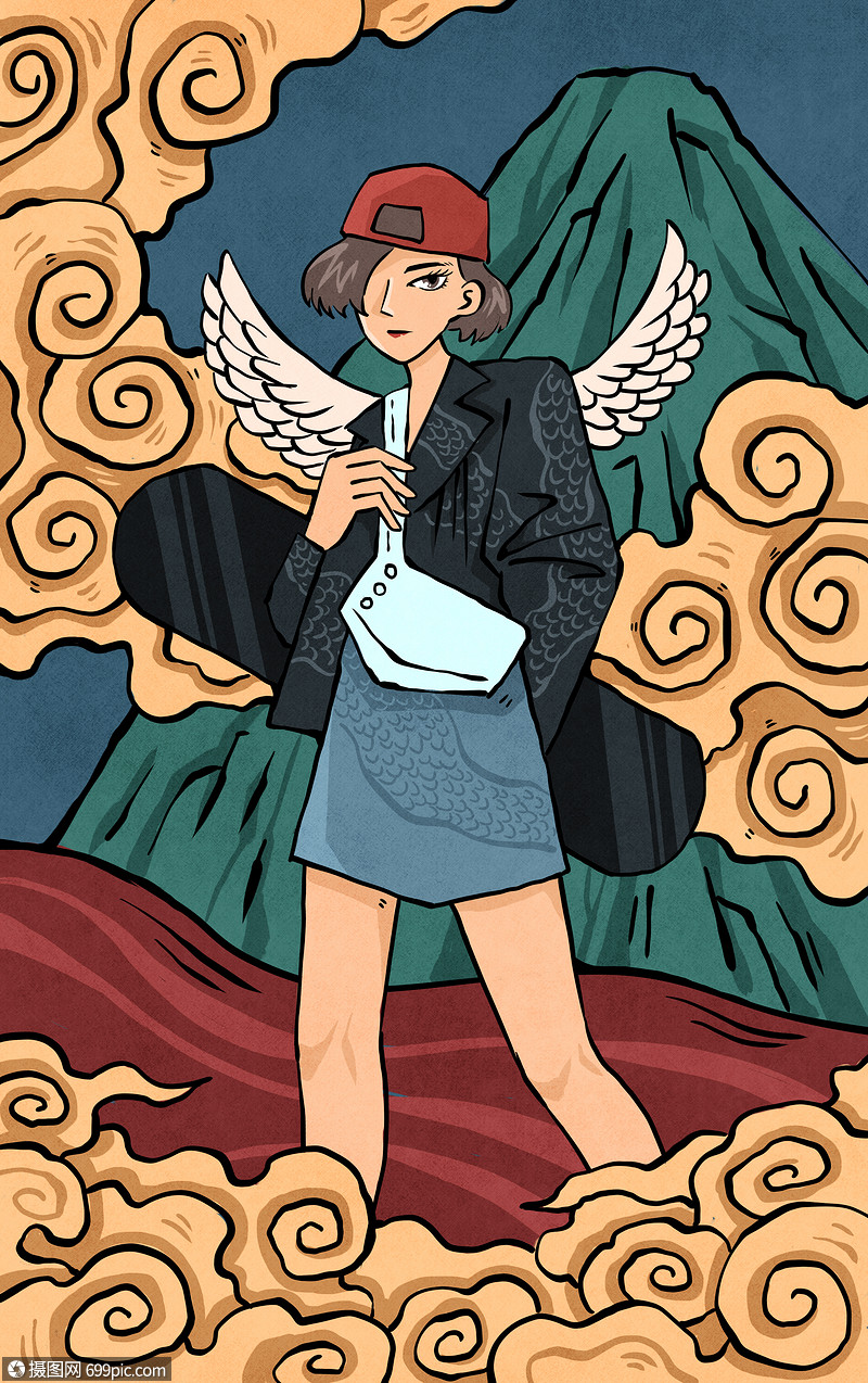 原创国潮酷女孩插画