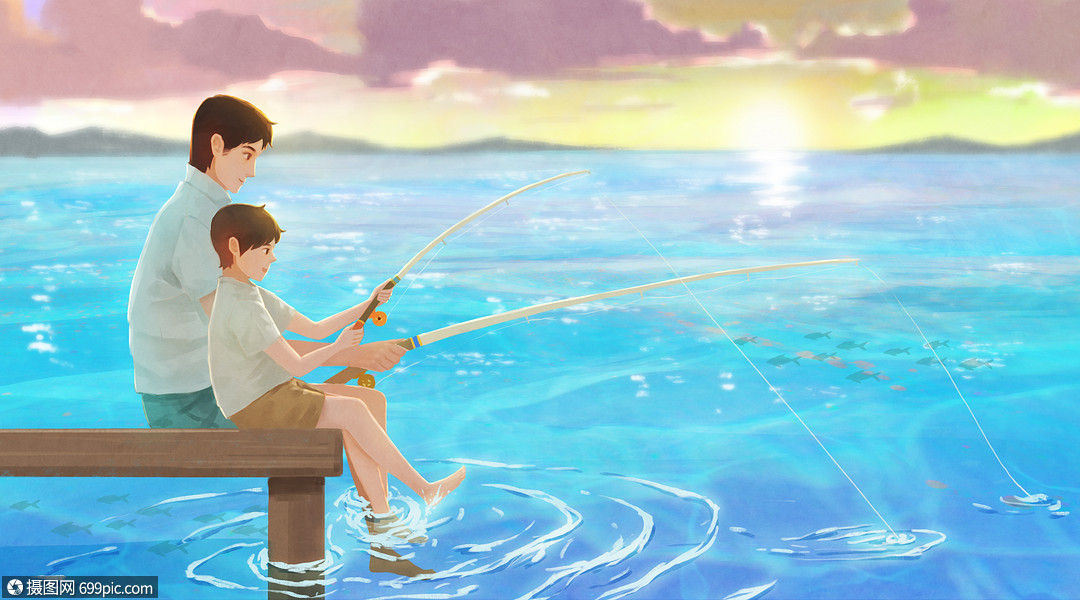 钓鱼的父子