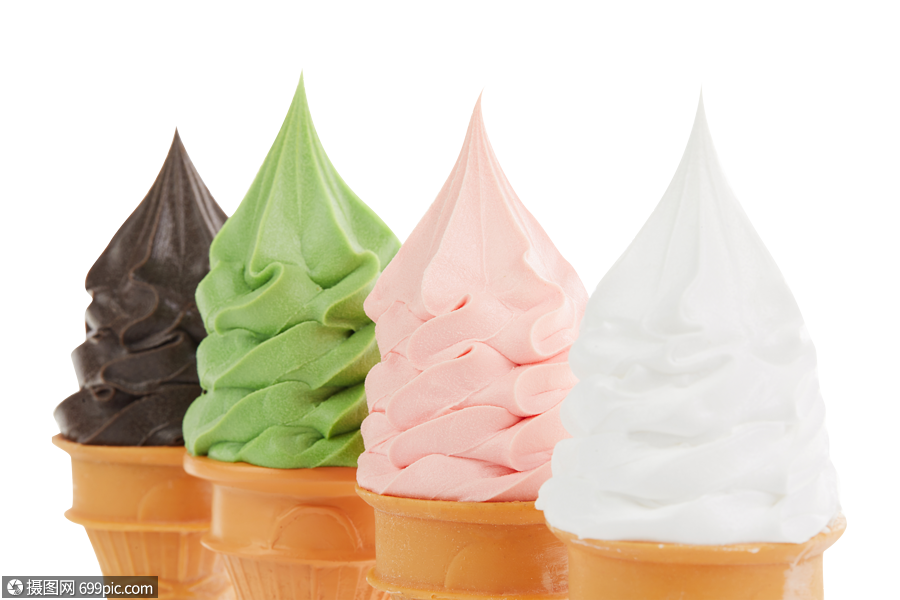 多种口味甜筒冰淇淋
