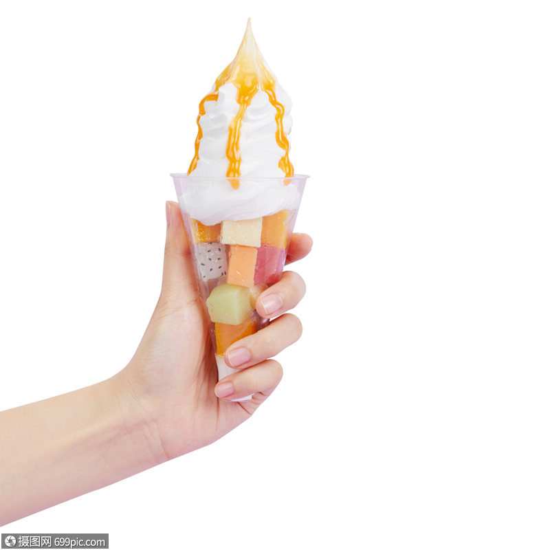 手持圣代冰淇淋冷饮奶油