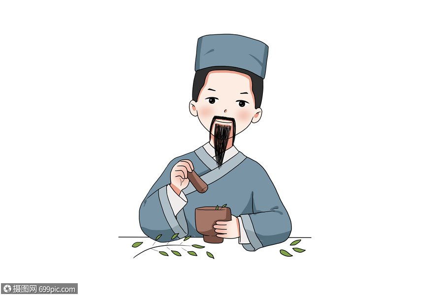 捣药的中医中药古装人物