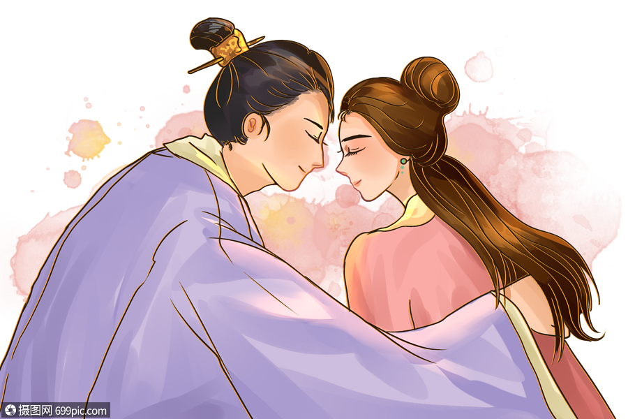 古装男女拥抱古风牛郎织女