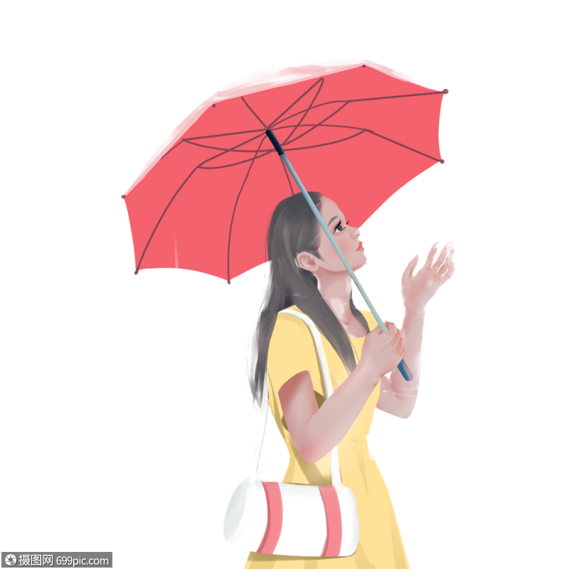 下雨打伞的女孩