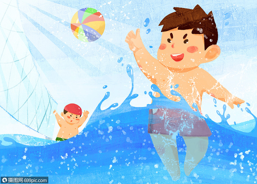 夏天海边打水上排球