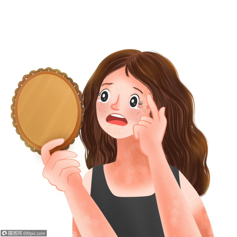 晒伤的美女防晒皮肤晒黑