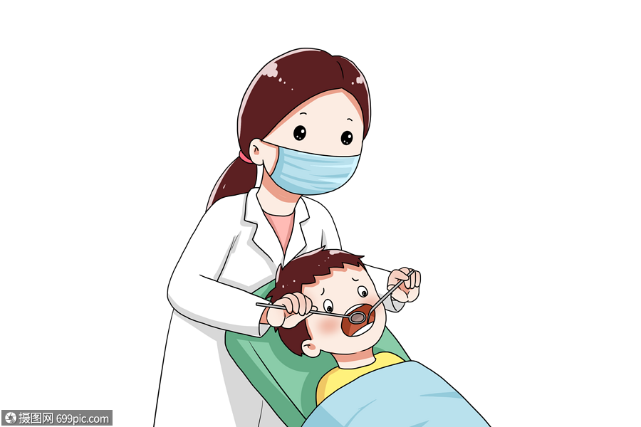 免抠元素 手绘/卡通元素 牙医给小孩看牙齿psd