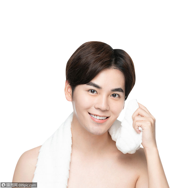 青年男性毛巾沐浴人物肌肤