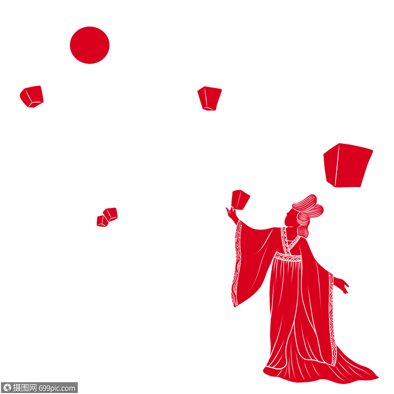 祭月放天灯剪纸